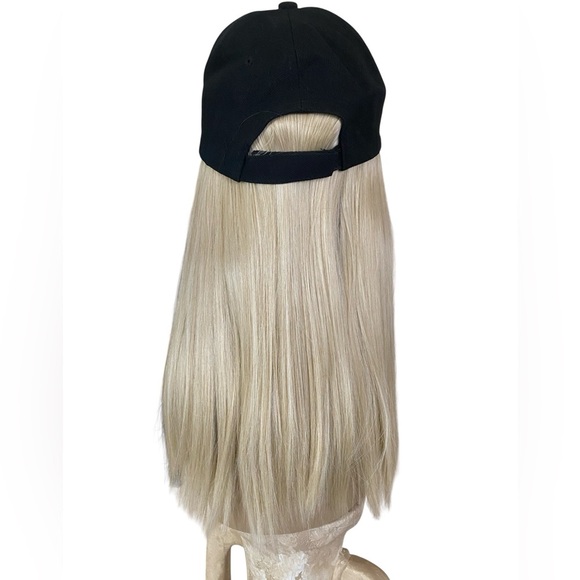 HAT WIG Black Ball Cap with 14” Ash Blonde Hair Attached Cap with Blonde Wig NWT - Picture 2 of 10